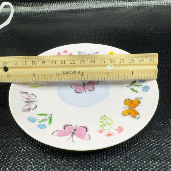 Harvest Green Studio Multicolor Butterfly Pattern Bone China Teacup Saucer Set - Picture 6 of 14